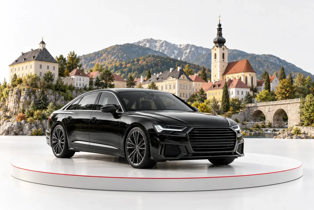 Autoankauf in Neunkirchen: Fahrzeug vor einer Stadtansicht